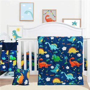 Baby Bedding Set - Microfiber Standard Size 3 Pcs Dinosaur Crib for Boy and Girl